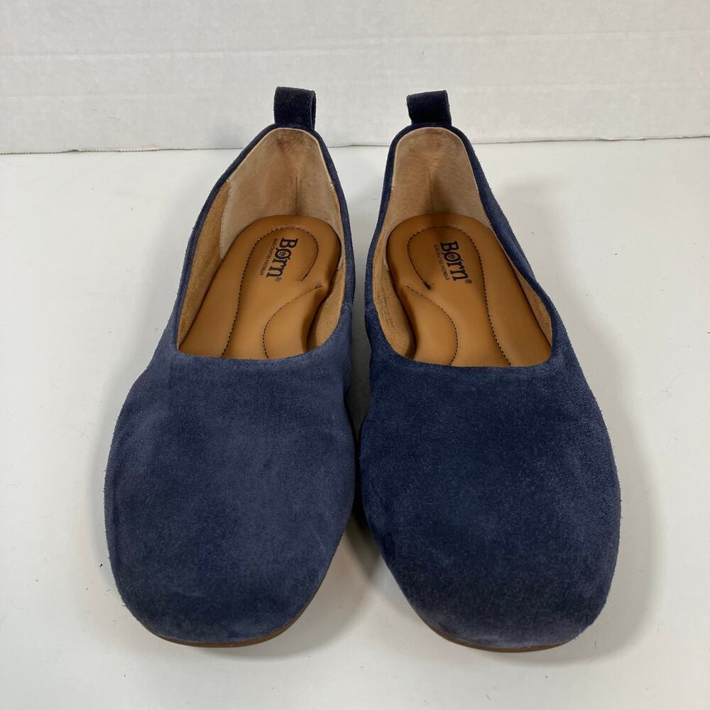 Born Beca Sz 7.5 Suede Slip-On Ballet Flats Blue Comfy Padded Insole - Picture 4 of 16